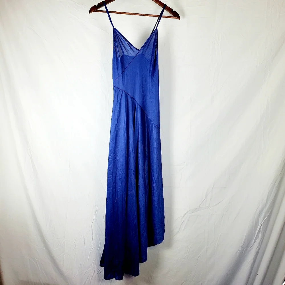 Vintage Blue Asymmetrical Slip‎ Dress